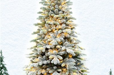 Artificial faux flocked snowing christmas tree with led lights (4)