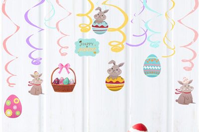 Bright easter egg hanging swirl decorations (1)