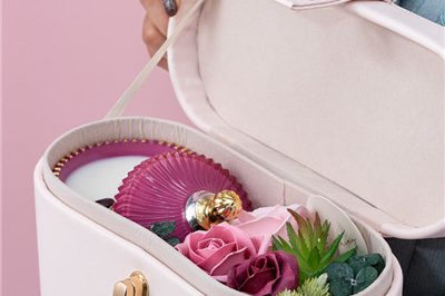 Candle luxury flower leather gift box valentine gifts (3)