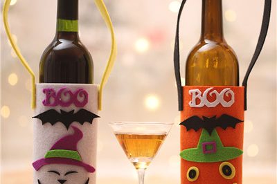 Cartoon pumpkin felt halloween bottle portable bag (2)