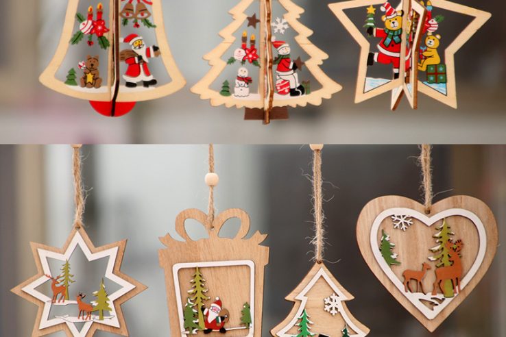 Christmas decorations wooden christmas pendant gifts (5)