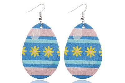 Easter pu leather double-sided printing earrings (1)