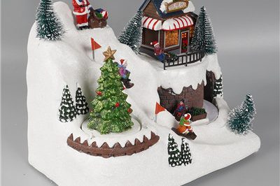 High quality fiber optic resin christmas village wholesale (5)
