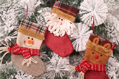 Hot sale kids linen snowman christmas stocking (4)