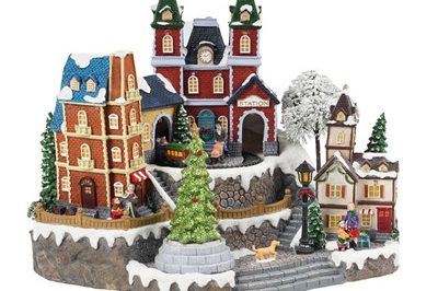 Hot sale resin animated Led musical christmas village (3)