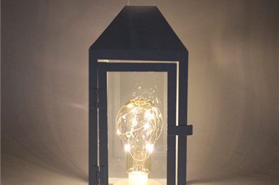 House decor white metal lanterns with led bulb (5)