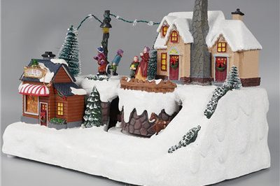 Indoor decor scene fiber optic polyresin christmas village (1)