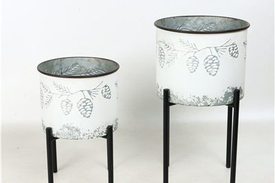 Metal galvanized distressed planter with stand (5)