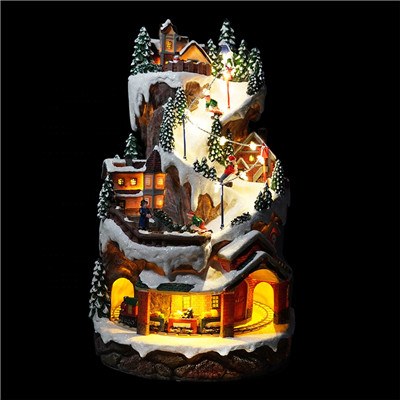 Christmas Led Scene Mountain polyresin animated led lighted christmas village scene