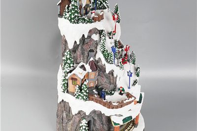 Mountain polyresin animated led lighted christmas village scene (3)