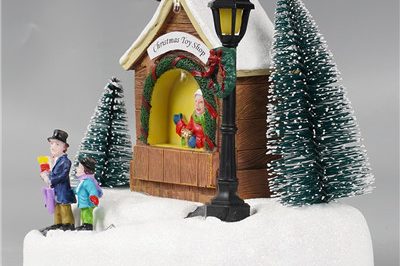 Santa shop scene resin christmas village houses (6)