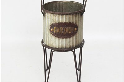 Vintage tin planter with stand christmas decoration (5)