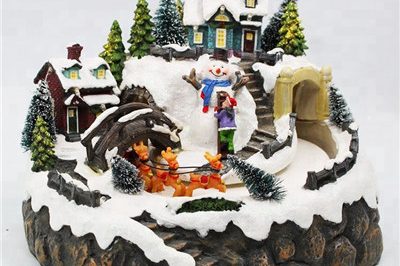 Warm white led light snow village scene christmas decoration (2)
