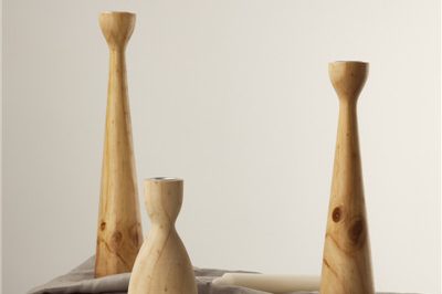 Wholesale tabletop tall candle nordic rustic wooden candle holder (4)