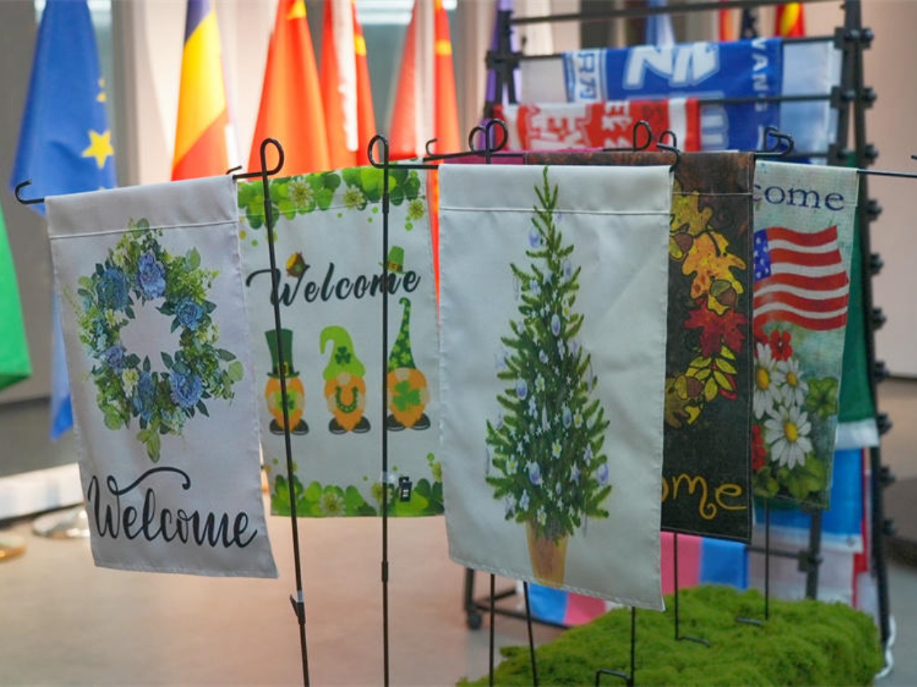 Seasonal Garden Flag Sample Display
